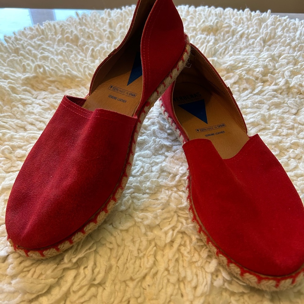 Vibrant Red Espadrille Slip-Ons with Rope Sole